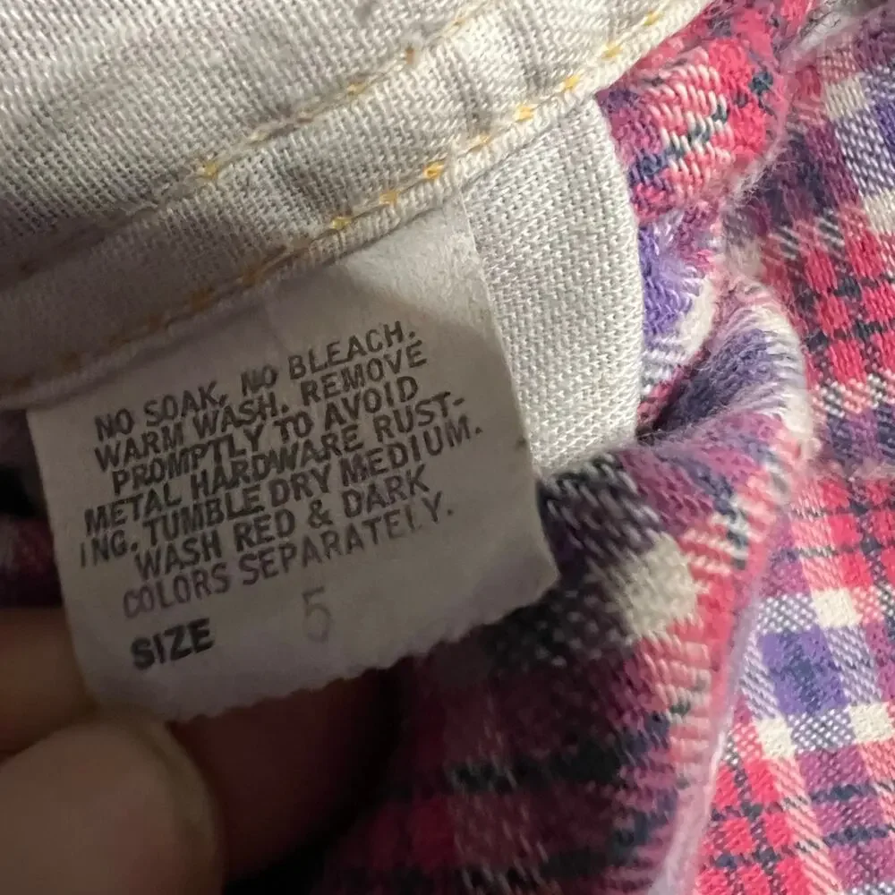 Vintage OshKosh Overalls Kids Youth XS 5 Girl Pink Lined Distressed Vestbak Jean